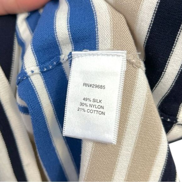 Pendleton Navy & Cream Silk Blend Striped Long Sleeve Sweater, Size Small - Picture 4 of 6